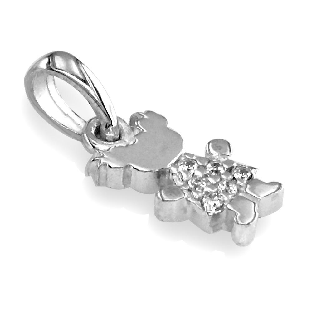 Mini Sterling Silver and Cubic Zirconia Sziro Girl Charm