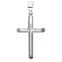 40mm Extra Large Solid Barrel Cross Charm in Sterling Silver