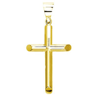 40mm Solid Barrel Cross Charm in 14K Yellow Gold