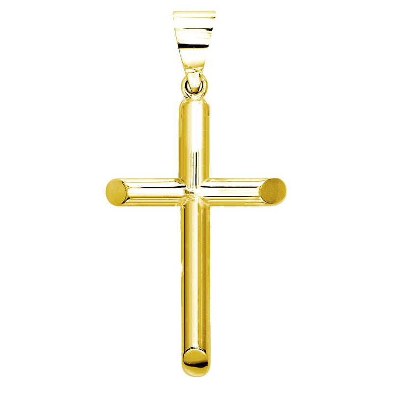 40mm Solid Barrel Cross Charm in 14K Yellow Gold
