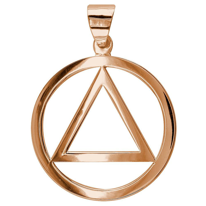 Large AA Sobriety Charm in 18K Pink, Rose Gold