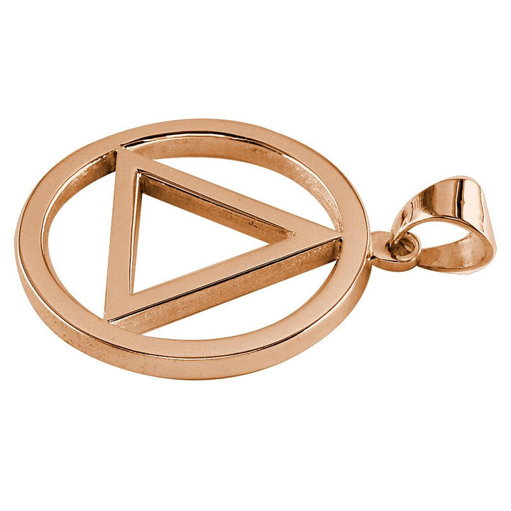 Large AA Sobriety Charm in 18K Pink, Rose Gold