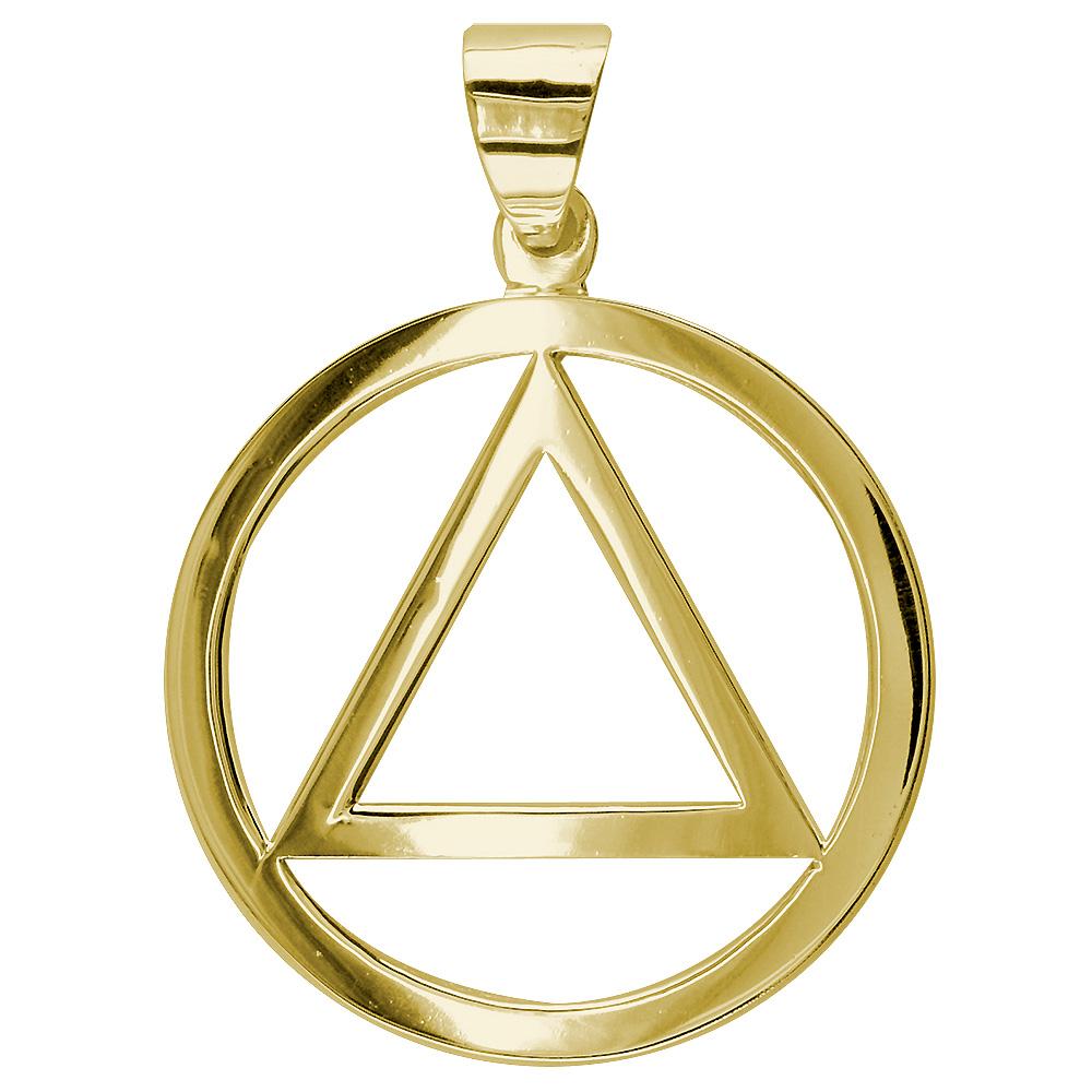 Large AA Sobriety Charm in 14K Yellow Gold