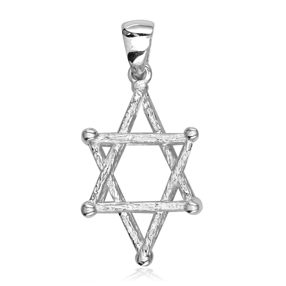 3D Star of David, Jewish Star Cage, Box Charm in 14K White Gold