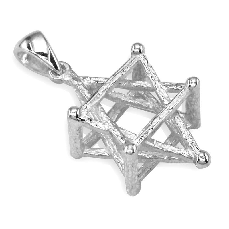 3D Star of David, Jewish Star Cage, Box Charm in Sterling Silver