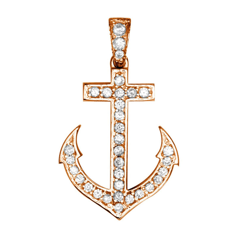 Small Diamond Anchor Charm in 14k Pink Gold