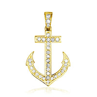Small Diamond Anchor Charm in 14k Yellow Gold