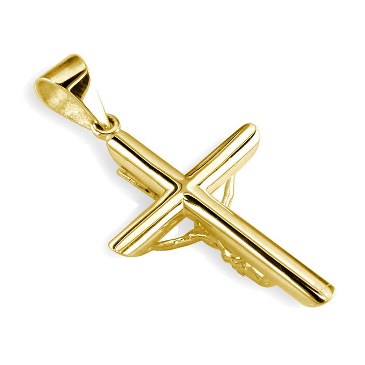 36mm Inri Jesus Crucifix Cross Charm in 14K Yellow Gold