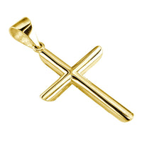 36mm Solid Barrel Cross Charm in 14K Yellow Gold