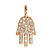 Mini Diamond Hamsa, Hand of God Charm, 0.15CT in 14K Pink, Rose Gold
