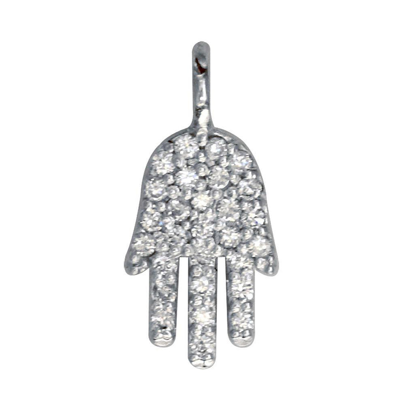 Mini Diamond Hamsa, Hand of God Charm, 0.15CT in 18K White gold