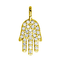 Mini Diamond Hamsa, Hand of God Charm, 0.15CT in 18K Yellow gold