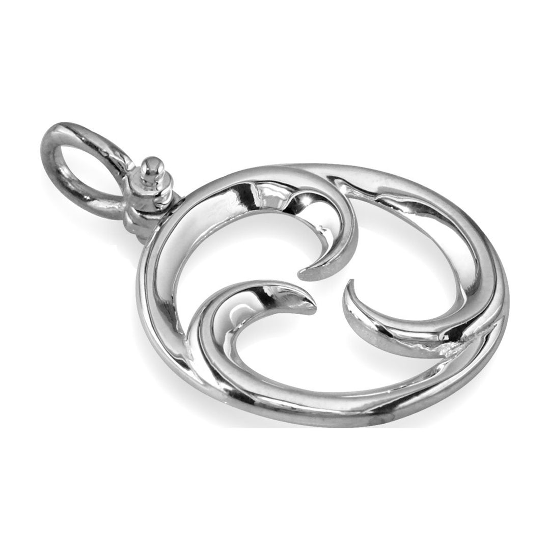 Medium Circle Maori Tri Koru New Beginnings Charm with Three Curls in Sterling Silver