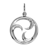 Large Circle Maori Tri Koru New Beginnings Charm with Three Curls in Sterling Silver
