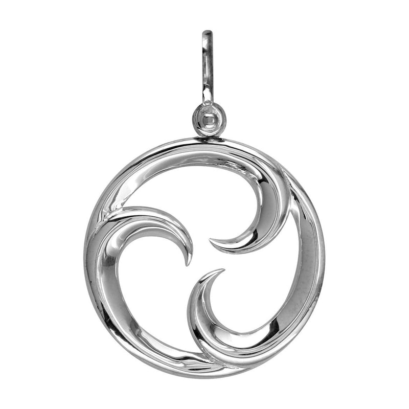 Large Circle Maori Tri Koru New Beginnings Charm with Three Curls in Sterling Silver