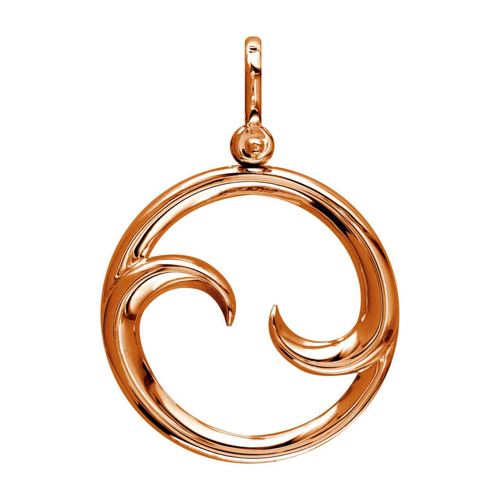 Small Circle Maori Koru New Beginnings Charm with Two Curls in 14k Pink Gold