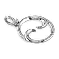 Small Circle Maori Koru New Beginnings Charm with Two Curls in Sterling Silver