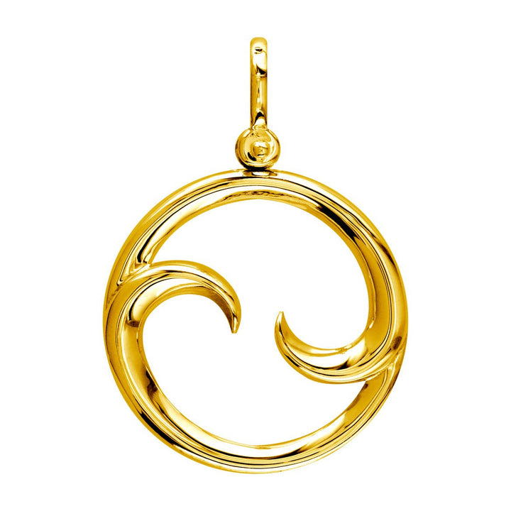 Large Circle Maori Koru New Beginnings Charm with Two Curls in 14k Yellow Gold