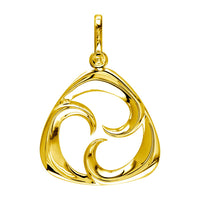 Small Triangle Shape Maori Tri Koru New Beginnings Charm with Three Curls in 18k Yellow Gold