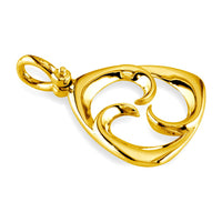 Small Triangle Shape Maori Tri Koru New Beginnings Charm with Three Curls in 18k Yellow Gold
