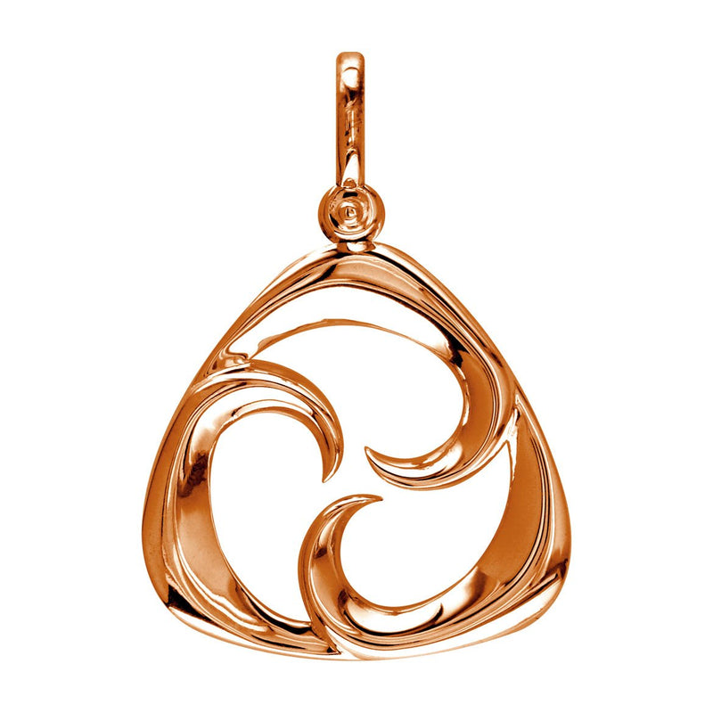 Medium Triangle Shape Maori Tri Koru New Beginnings Charm with Three Curls in 14k Pink Gold
