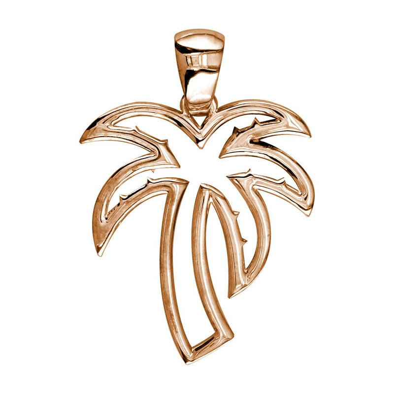 Medium Open Contemporary Palm Tree Charm in 14k Pink Gold