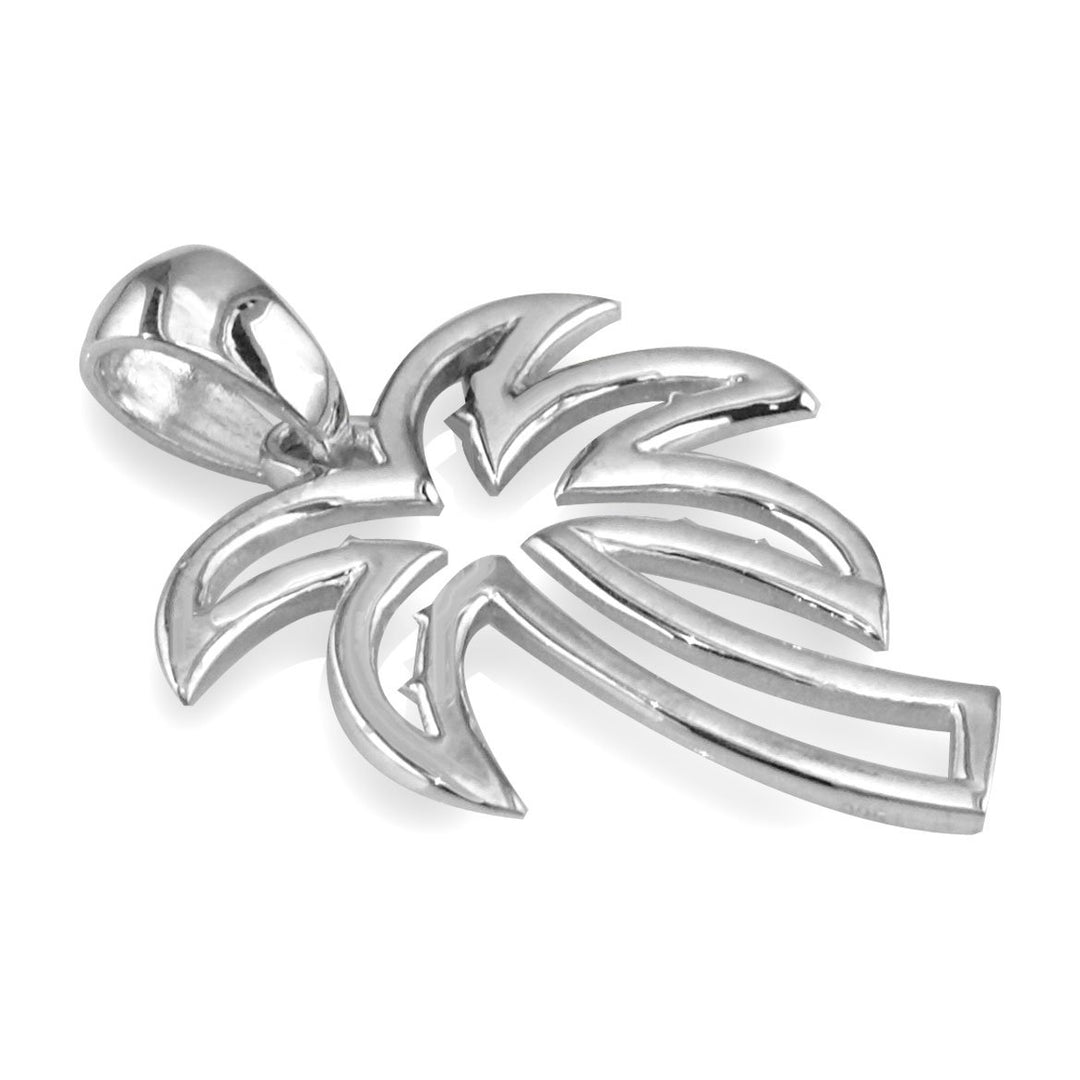 Medium Open Contemporary Palm Tree Charm in Sterling Silver