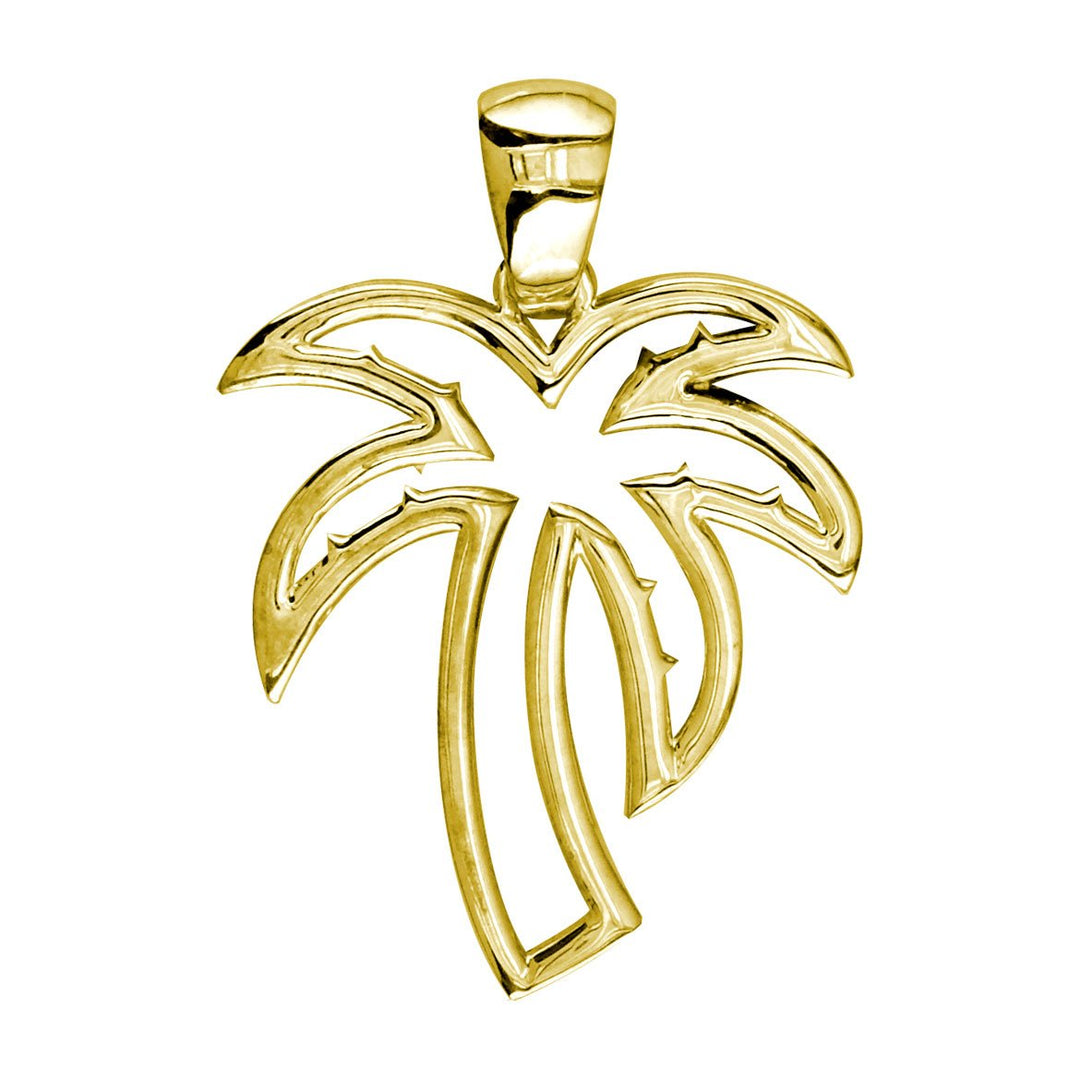Medium Open Contemporary Palm Tree Charm in 18k Yellow Gold