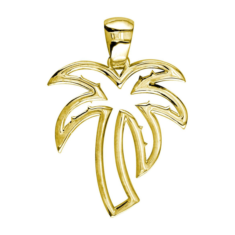 Medium Open Contemporary Palm Tree Charm in 14k Yellow Gold