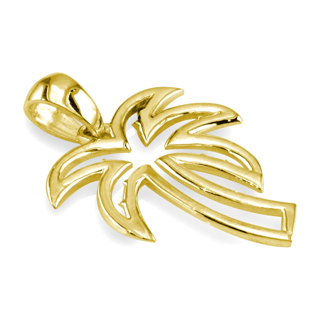 Medium Open Contemporary Palm Tree Charm in 18k Yellow Gold