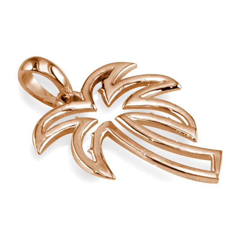 Small Open Contemporary Palm Tree Charm in 14k Pink Gold