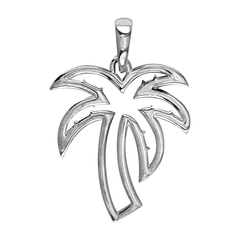 Small Open Contemporary Palm Tree Charm in Sterling Silver