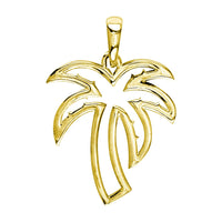Small Open Contemporary Palm Tree Charm in 14k Yellow Gold