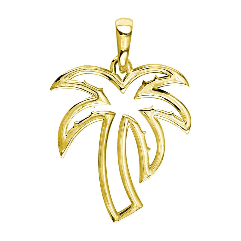 Small Open Contemporary Palm Tree Charm in 18k Yellow Gold