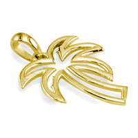 Small Open Contemporary Palm Tree Charm in 14k Yellow Gold