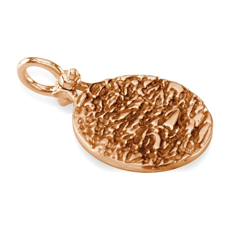Solid Wave Charm with Black in 14k Pink Gold
