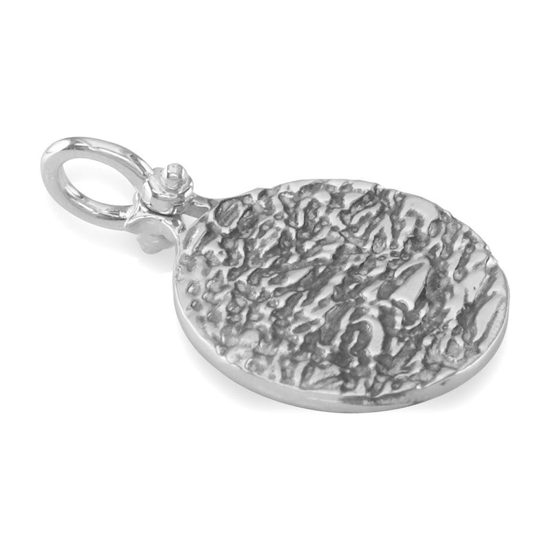 Solid Wave Charm with Black in Sterling Silver
