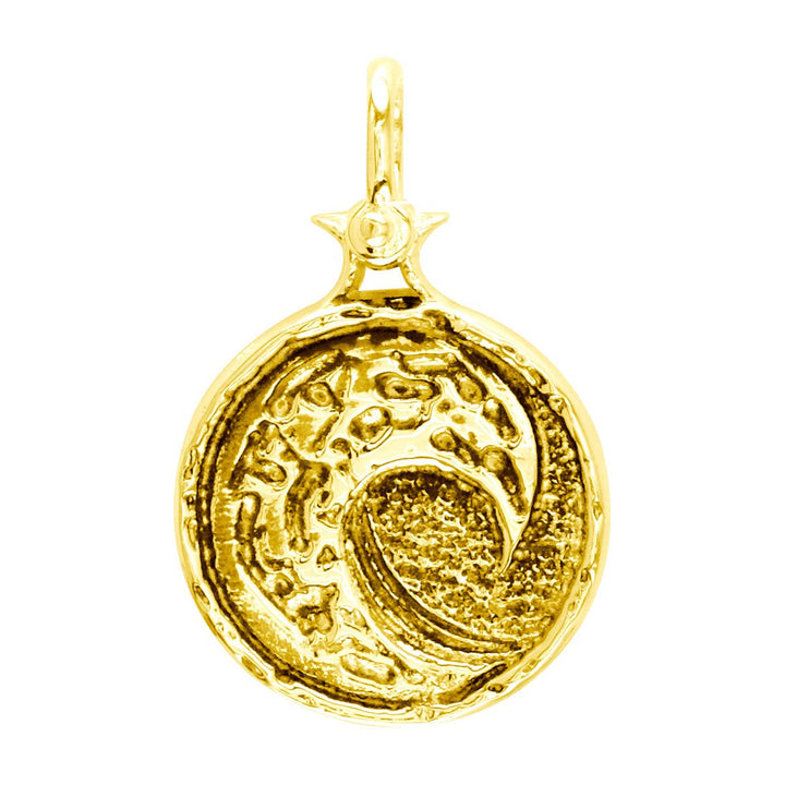 Solid Wave Charm with Black in 18k Yellow Gold