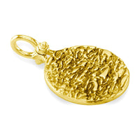 Solid Wave Charm with Black in 14k Yellow Gold