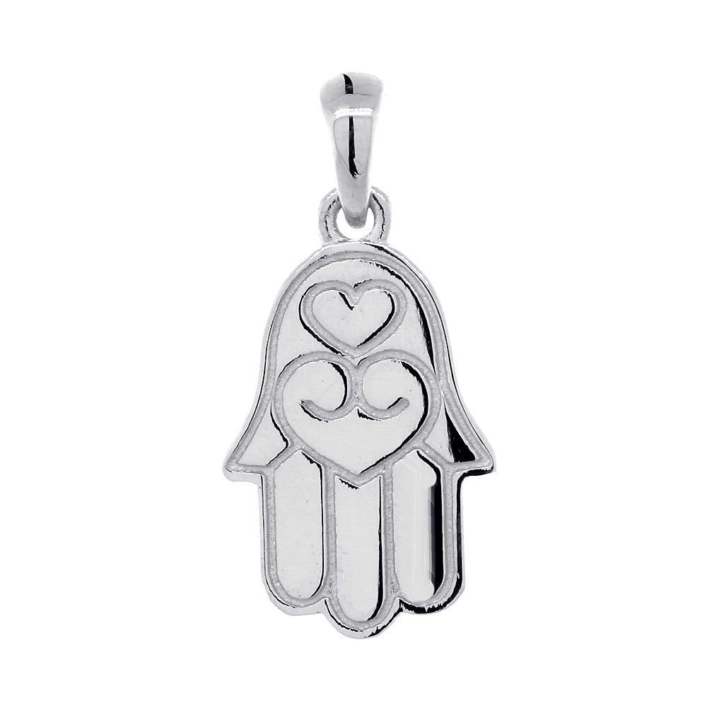 Double-sided Small Hamsa, Hand of God Charm in 18K White gold