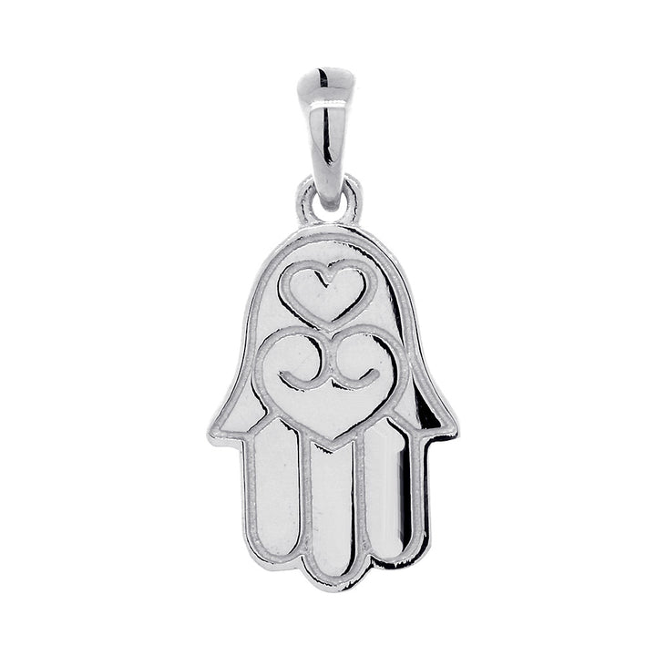 Double-sided Small Hamsa, Hand of God Charm in 14K White Gold
