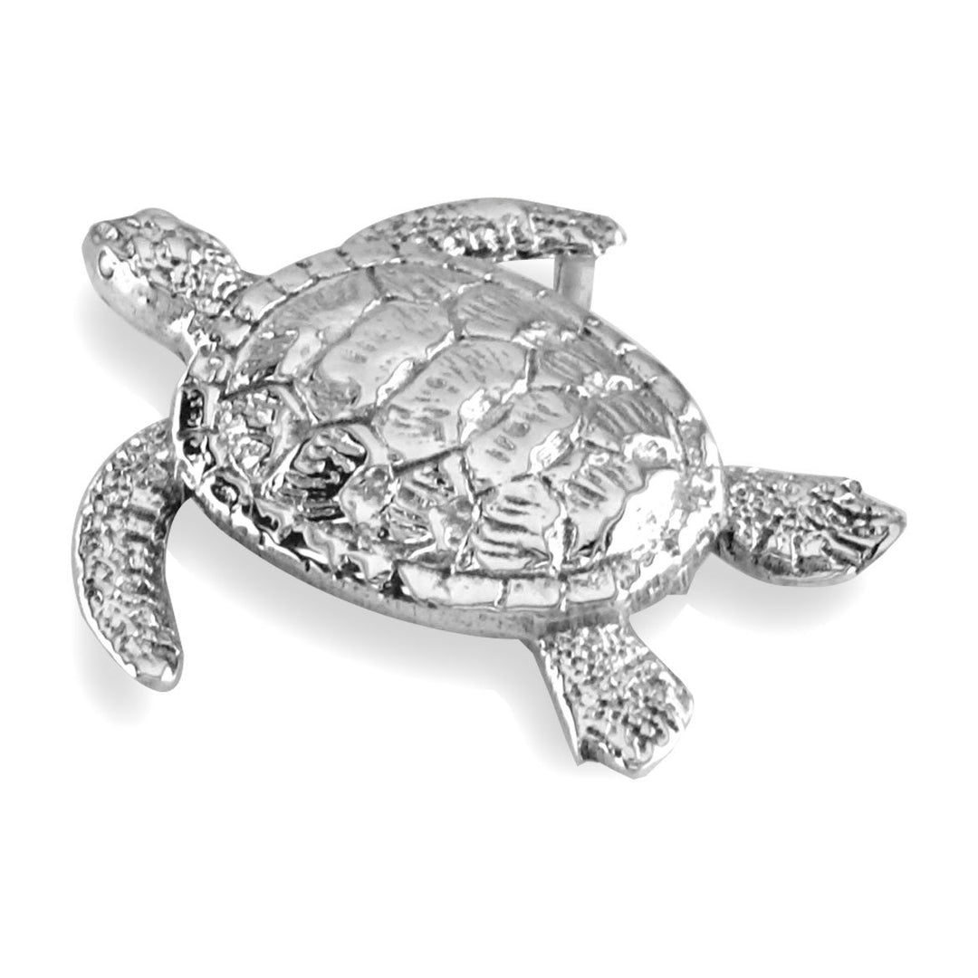 3D Sea Turtle Charm in 14K White Gold