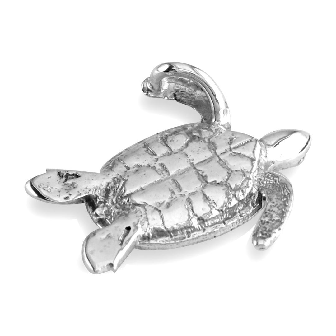 3D Sea Turtle Charm in 14K White Gold