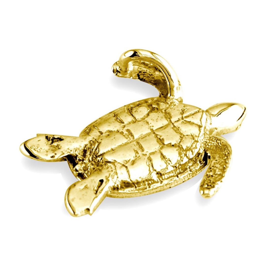 3D Sea Turtle Charm in 14K Yellow Gold