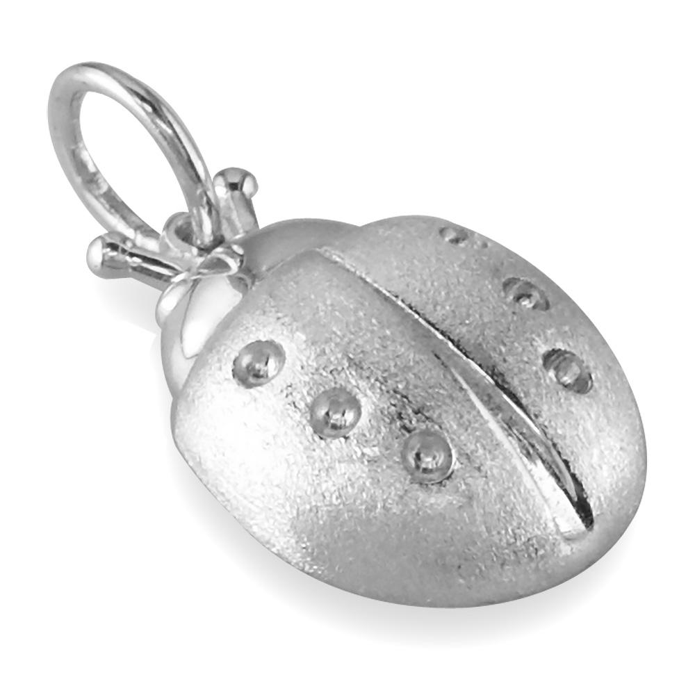 Solid Ladybug Charm in 18k White Gold