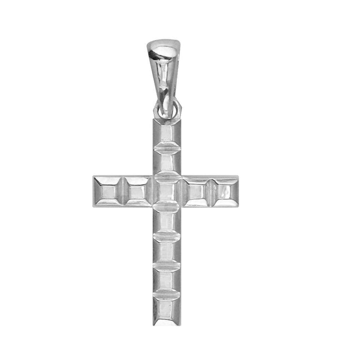 Thin Beveled Squares Cross Charm,18mm in Sterling Silver