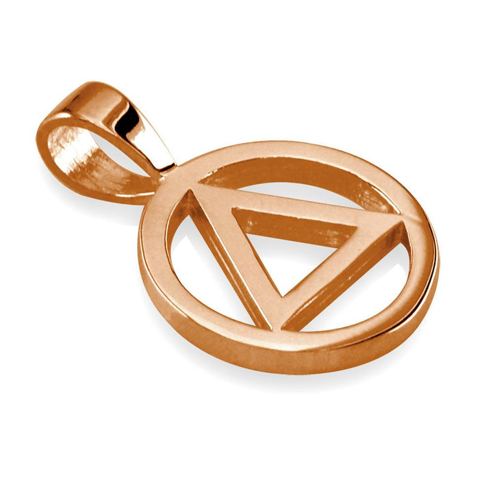 Small Alcoholics Anonymous AA Sobriety Charm in 18K Pink, Rose Gold