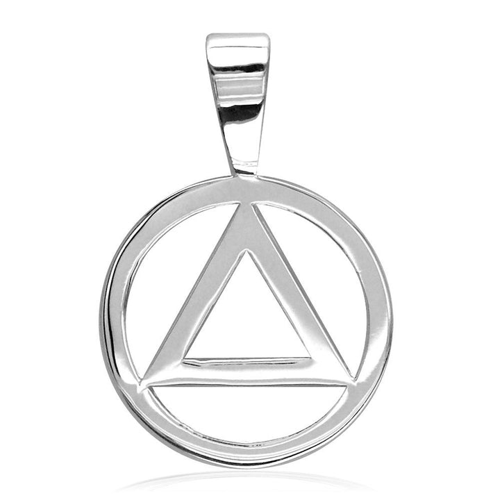 Small Alcoholics Anonymous AA Sobriety Charm in 18K White gold
