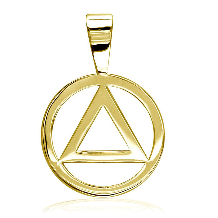 Small Alcoholics Anonymous AA Sobriety Charm in 14K Yellow Gold
