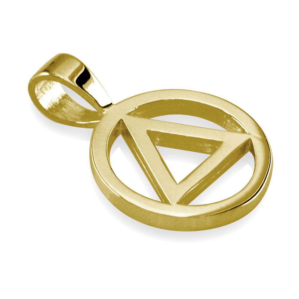 Small Alcoholics Anonymous AA Sobriety Charm in 14K Yellow Gold